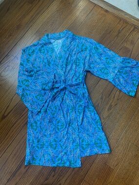 LILLY PULITZER, Sherona Knit Robe Bon Bon Blue Leapin Leopards, NWT